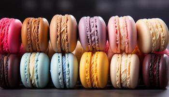 AI generated A gourmet macaroon stack, a sweet indulgence of French culture generated by AI photo