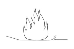Continuous bonfire drawing, single-line art, and outline minimalistic style vector art illustration