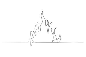 Continuous bonfire drawing, single-line art, and outline minimalistic style vector art illustration