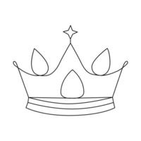 One-line continuous crown drawing and outline the crown symbol art of king and majesty vector illustration