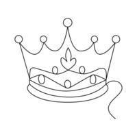 One-line continuous crown drawing and outline the crown symbol art of king and majesty vector illustration