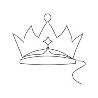 One-line continuous crown drawing and outline the crown symbol art of king and majesty vector illustration