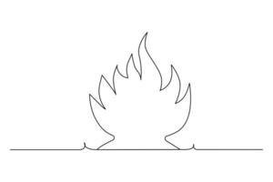 Continuous bonfire drawing, single-line art, and outline minimalistic style vector art illustration