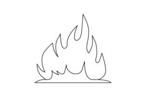 Continuous bonfire drawing, single-line art, and outline minimalistic style vector art illustration