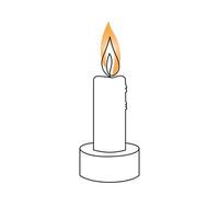 Continuous one-line candle art drawing and outline single-line vector art illustration