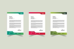 Modern corporate Clean and professional letterhead design for your company's business with a color variation bundle vector
