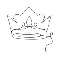 One-line continuous crown drawing and outline the crown symbol art of king and majesty vector illustration