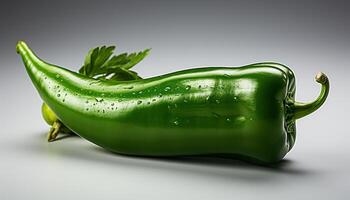 AI generated Fresh, organic, healthy eating green chili pepper adds spice generated by AI photo