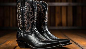 AI generated A pair of shiny leather boots, elegant and modern generated by AI photo