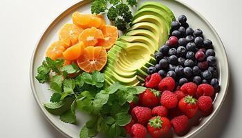 ai generado frescura y variedad en un plato sano gastrónomo vegetariano comida generado por ai foto