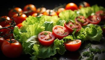 ai generado frescura de naturaleza en plato sano ensalada, orgánico vegetariano comida generado por ai foto