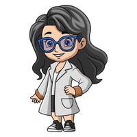 linda niña médico dibujos animados en blanco antecedentes vector