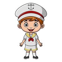 linda pequeño chico dibujos animados vistiendo marinero uniforme vector