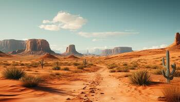 AI generated Majestic sandstone monument valley, a remote natural beauty in Africa generated by AI photo