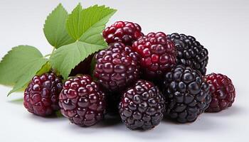 AI generated Fresh, ripe berries on a white background, a healthy snack generated by AI photo