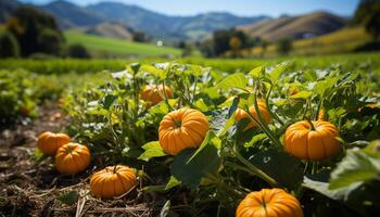 AI generated Fresh autumn vegetables in a vibrant, organic rural garden generated by AI photo