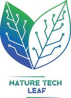 Green Leaf Digital Electronic Circuit Chip for Smart Tech Logo vector