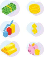 Vector Finance Isometric Icons set, Simple Set of Money and Finance Icons in flat isometric 3D style