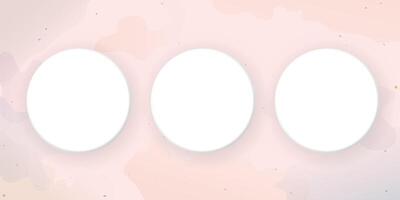 Watercolor stained on pink background with 3D circle frame white colors vector illustration have blank space.