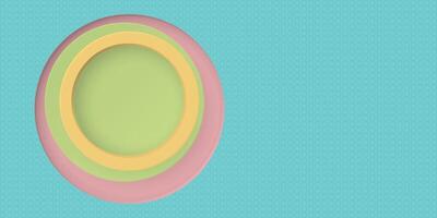 Colorful 3D circle frame on blue background paper cut style vector illustration have blank space.