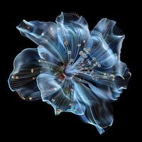 ai generado azul bioluminiscente flor Arte foto