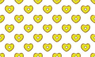 Heart shaped sweet donuts seamless pattern. Doughnuts background for Valentines day. Scrapbooking or wrapping paper, napkin or tablecloth fabric design vector