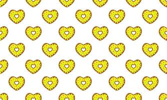 Heart shaped sweet donuts seamless pattern. Doughnuts background for Valentines day. Scrapbooking or wrapping paper, napkin or tablecloth fabric design vector