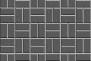 Black basket weave tile seamless pattern. Stone or ceramic brick wall background. Kitchen backsplash or bathroom floor texture. Outdoor or indoor mosaic decoration vector