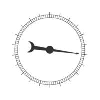 Graphic round measuring scale with arrow. Template of manometer, barometer, compass, pressure meter, navigation or meteorologic tool vector