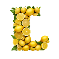 ai generato lettera l fatto di limoni, alfabeto io, giallo limoni isolato, trasparente png sfondo