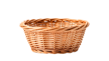 AI generated Empty wicker basket isolated, transparent PNG background