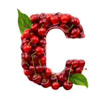 ai generiert Brief c gemacht von rot Beeren, Alphabet C, isoliert, transparent png Hintergrund