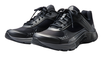 AI generated Pair of black running sports shoes isolated on transparent background png