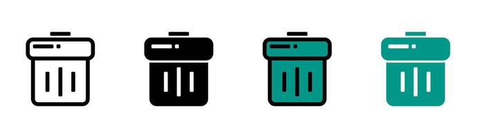 Trash can icon on white background. Delete symbol. trash, delete, clean and recycle. flat and colored styles. for web and mobile design. vector