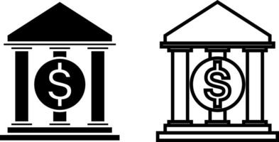 bank icon, sign, or symbol in glyph and line style isolated on transparent background. Vector illustration