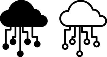 cloud security icon, sign, or symbol in glyph and line style isolated on transparent background. Vector illustration