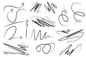 Set of scribble lines, brush stroke marker. Hand drawn underline collection, stroke, paintbrush, doodle, pen, grunge. Vector illustration