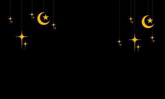 Ramadan kareem minimalist background. Luxury gold ornament, black background, copy space for text. Vector illustration