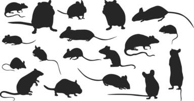 Set of mouse silhouette, rat, rodent vector