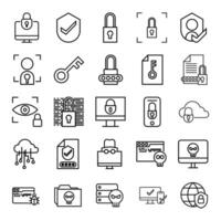 Set of cyber security trendy icons, line style. Vector illustration