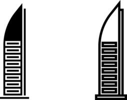 rascacielos icono, firmar, o símbolo en glifo y línea estilo aislado en transparente antecedentes. vector ilustración