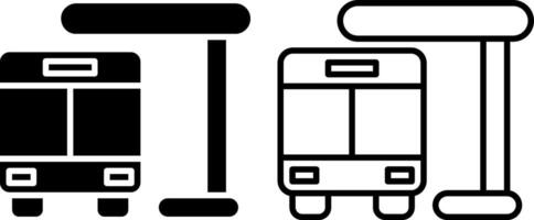 bus station icon, sign, or symbol in glyph and line style isolated on transparent background. Vector illustration