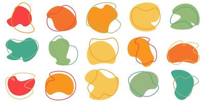 Set of organic irregular blob shapes. Colorful fluid liquid amoeba elements. Vector illustration