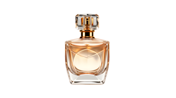 AI generated Transparent bottle of perfume, empty perfume bottle mockup, isolated, transparent PNG background