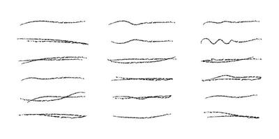 Hand drawn swift crossed and wavy Underlines. Doodle Line pencil collection. Vector illustration of scribble strokes isolated on white background for notebook.