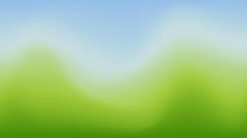 Wavy Abstract green blue blurred gradient background. Spring nature horizontal backdrop with lights of sun. Ecology concept for graphic design, banner. Summer blurry sky and grass. vector