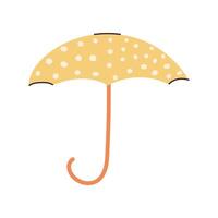 Hand drawn yellow open Umbrella. Accessory for protection from rain in doodle style. Simple minimalist children's illustration isolated on white background. vector