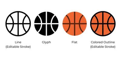 Basketball ball vector icon set isolated on white background.