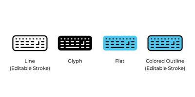 Computer keyboard, wireless keyboard vector icon set isolated on white background.