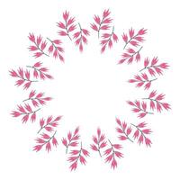 Star Hand drawn floral frame or border with place text, quote or logo in flat style. Doodle Wreath made of pink spring flowers in circle. Minimalist botanical element on background with Copy space. vector